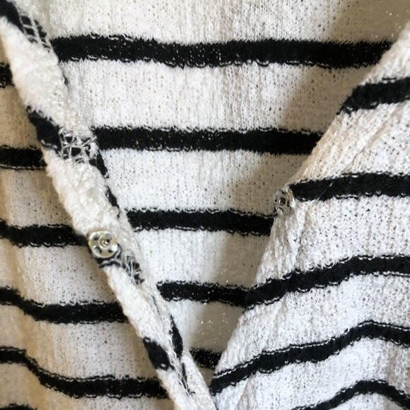 Madewell Texture & Thread Wrap Tie Top Black White Striped Short Sleeve Size M - Picture 6 of 11